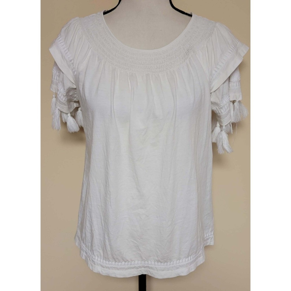 Lilly Pulitzer White Tassel Sleeve Top